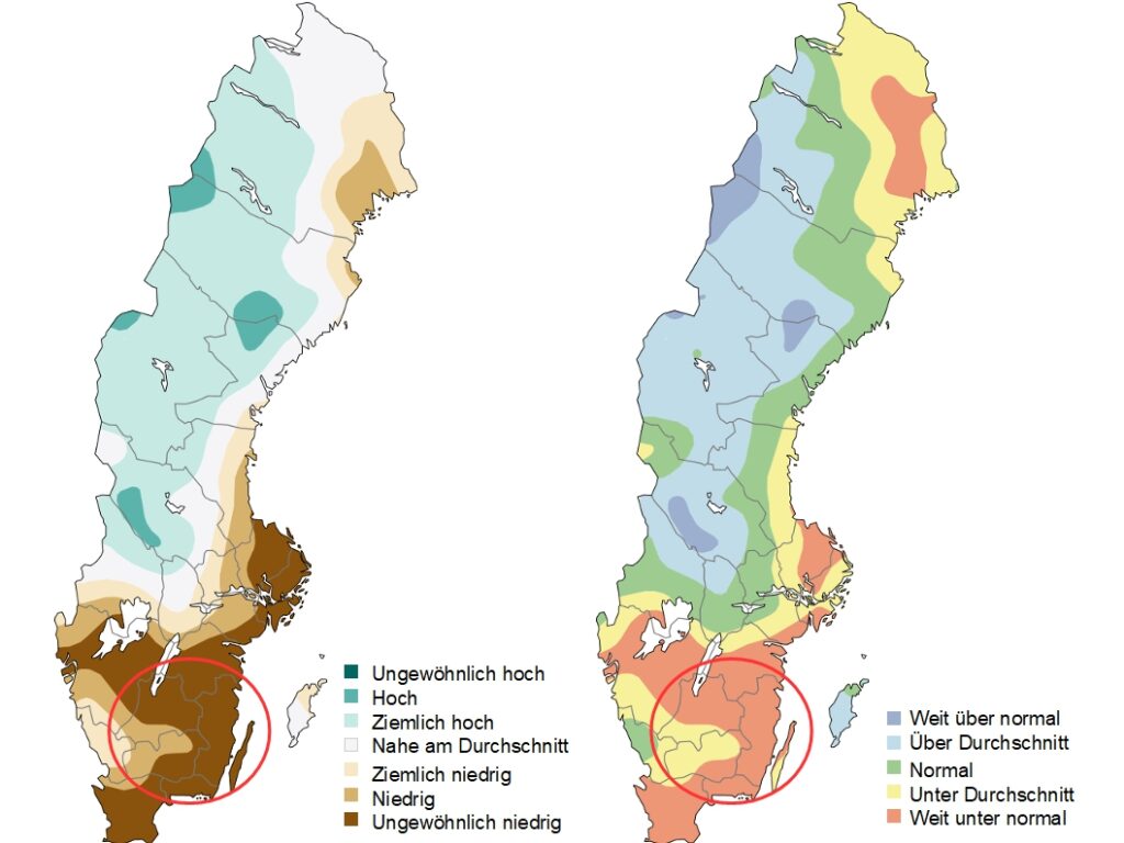 Karten zum Grundwasser und zu Niederschlägen in Sweden 
